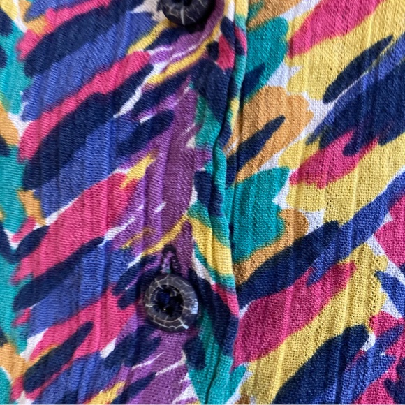 Jaeger colourful abstract rainbow button up shirt vintage size large (38) - Picture 4 of 8